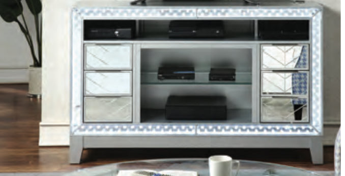 Tv stand W/Tempered glass shelves