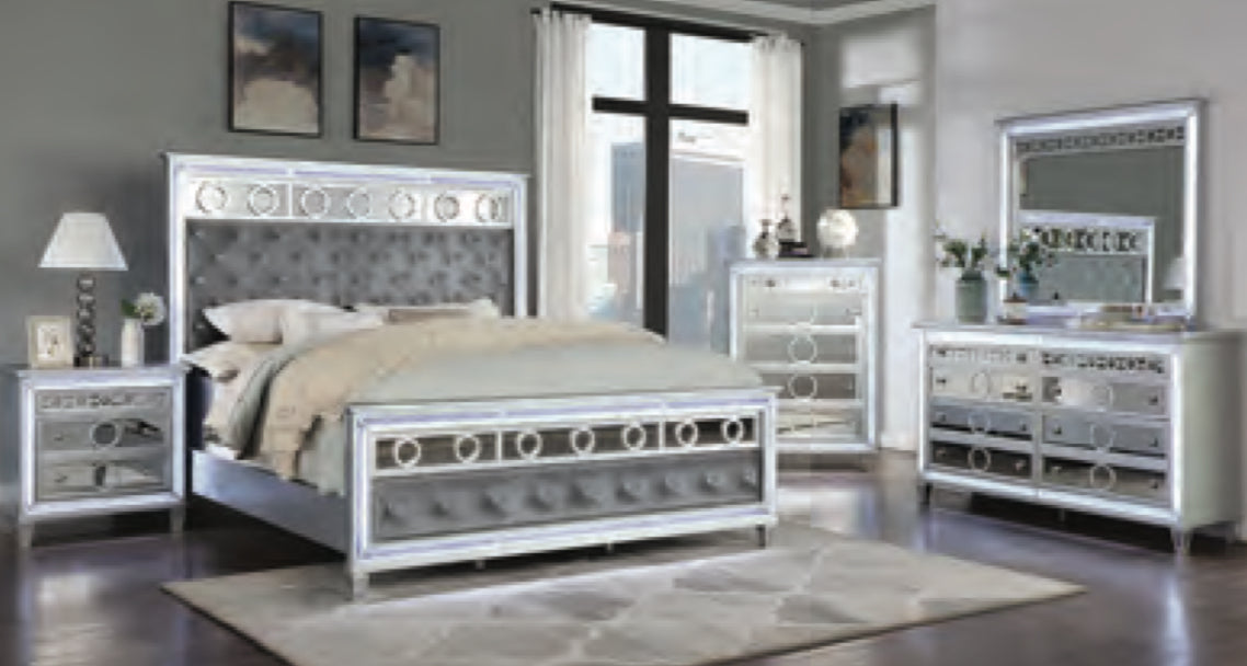 Mirror Bedroom Set W/ Bluetooth & LED