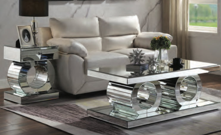 Glass Mirrored Coffee Set