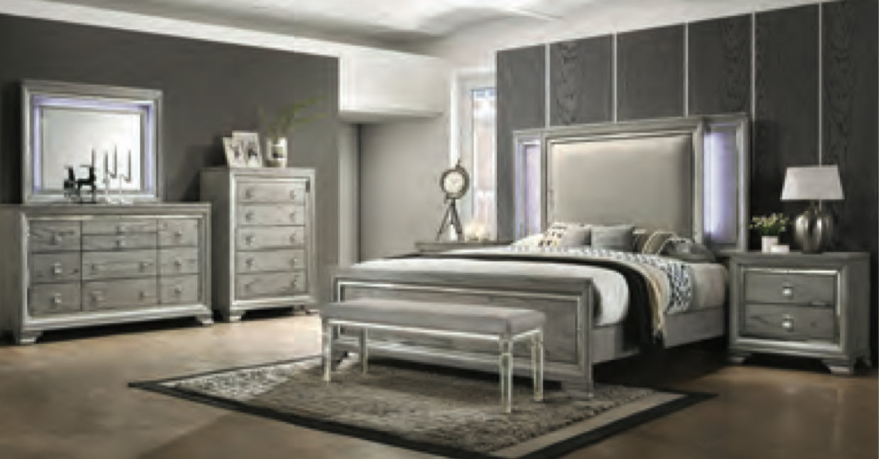LED Bedroom Set W / Bench