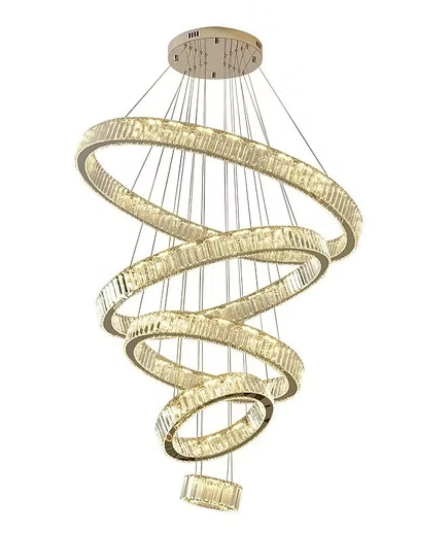 Spiral Golden Ring Chandelier