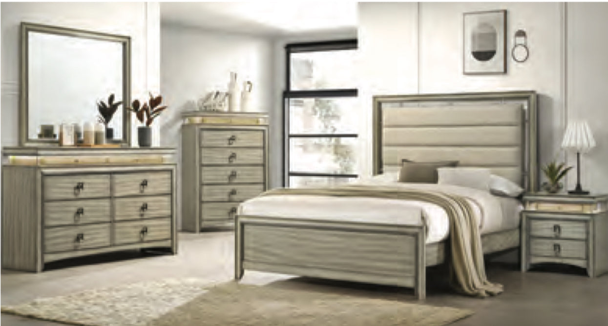 Beige LED Bedroom Set