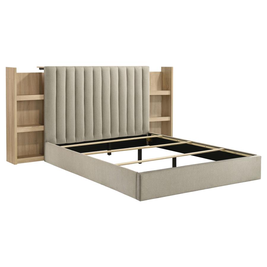 Arielle Bookcase Panel Storage Bed Light Oak