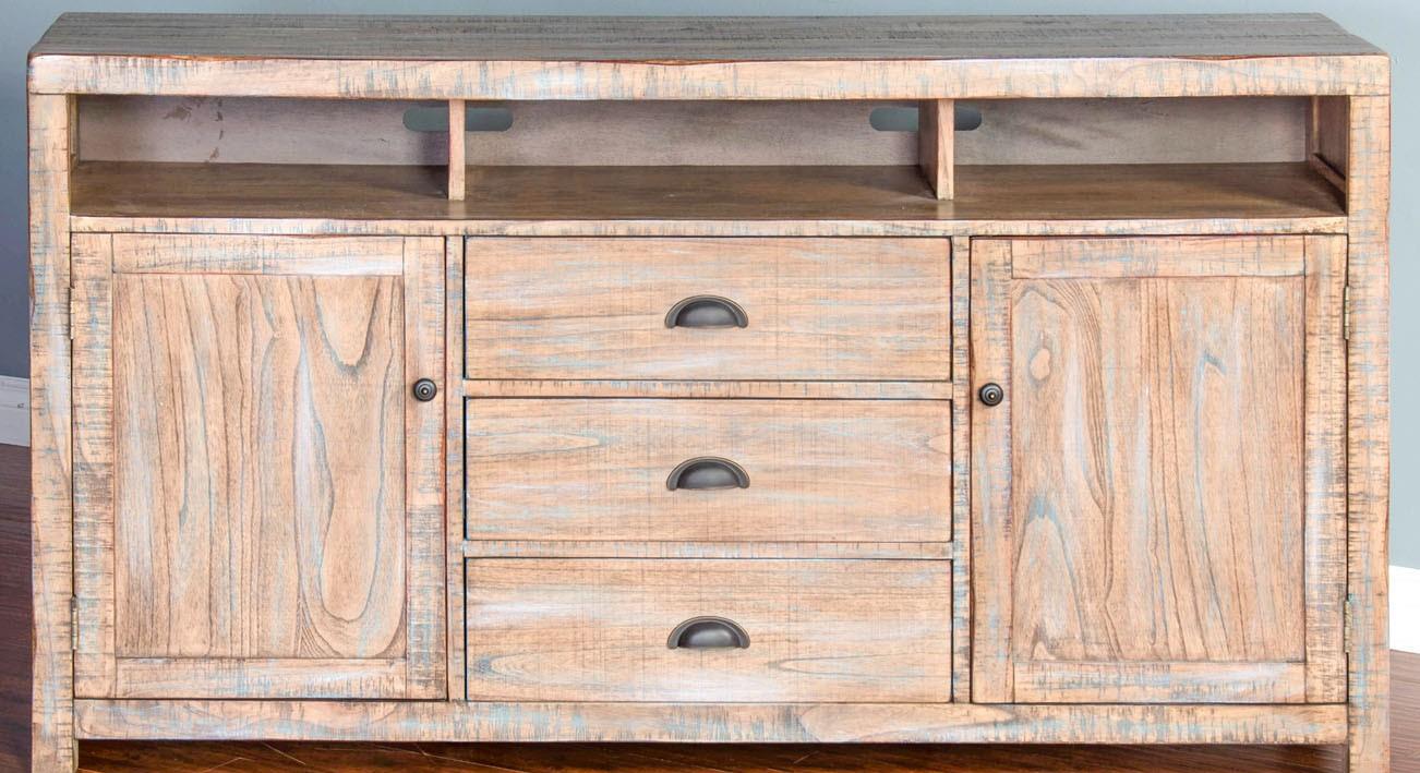 SUNNY DESIGNS 60 Inch TV Console with Mahogany Solids and Veneers