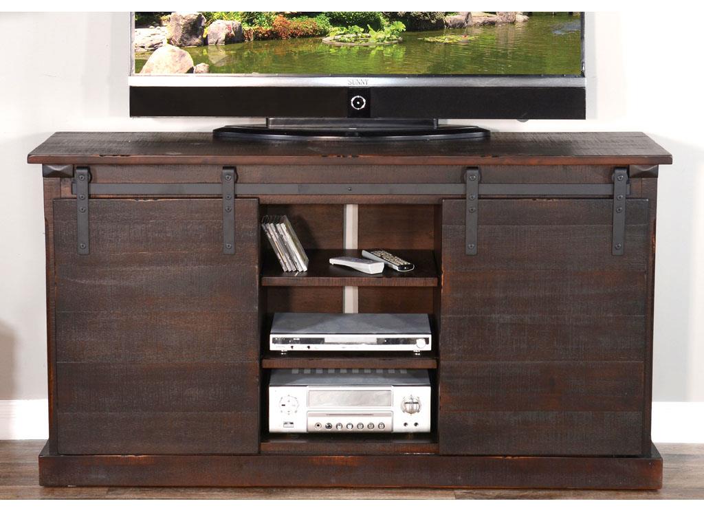 SUNNY DESIGNS 65 Inch TV Console with Barn Door