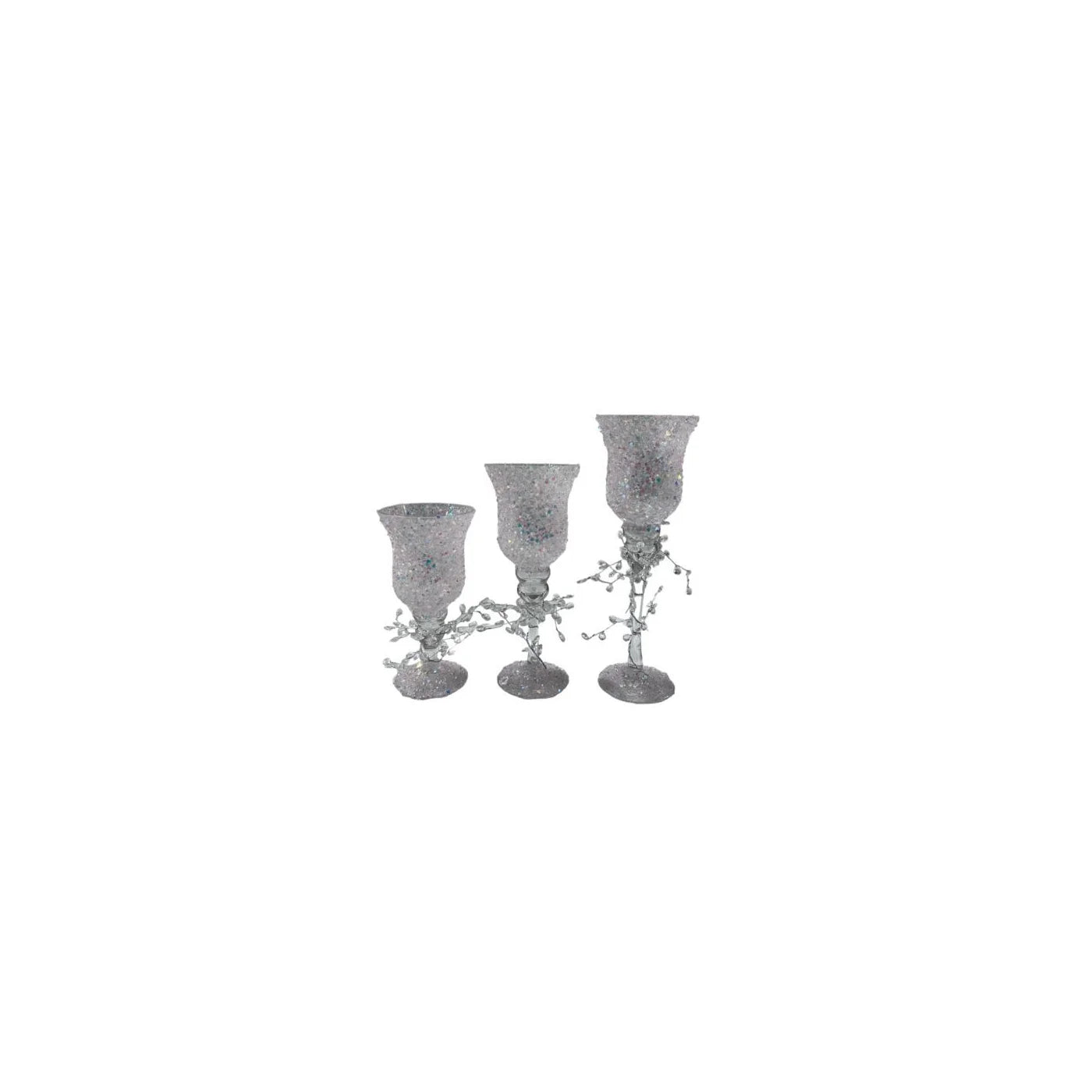 GLASS CANDLEHOLDERS 3-PC SET (8 X 10 X 12") PINK