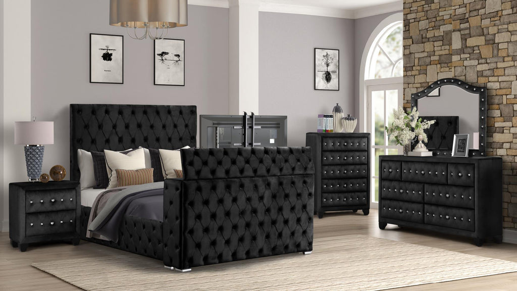 Encore Black Entertainment Bedroom Set