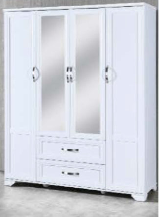 4 Door , 2 Draw W/ Mirror Wardrobe Closet