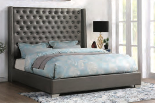 Grey Bed Frame W/ Large Headboard
