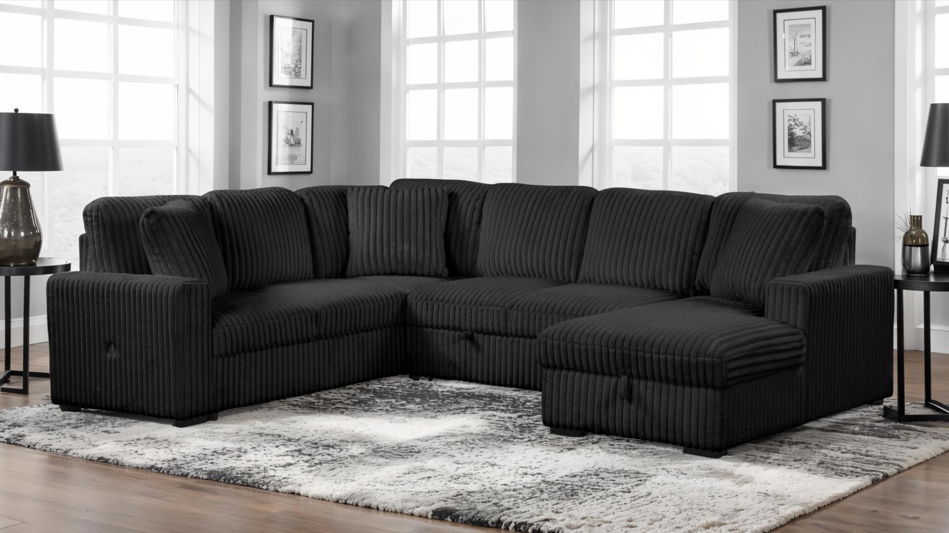 Spacious Sectional W/ Chaise Storage & USB Ports