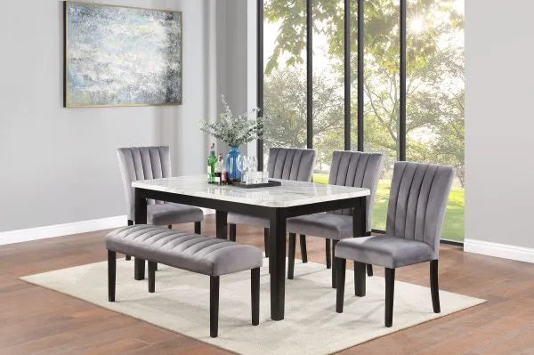 Fabric Dining Room set with Fabric Bench