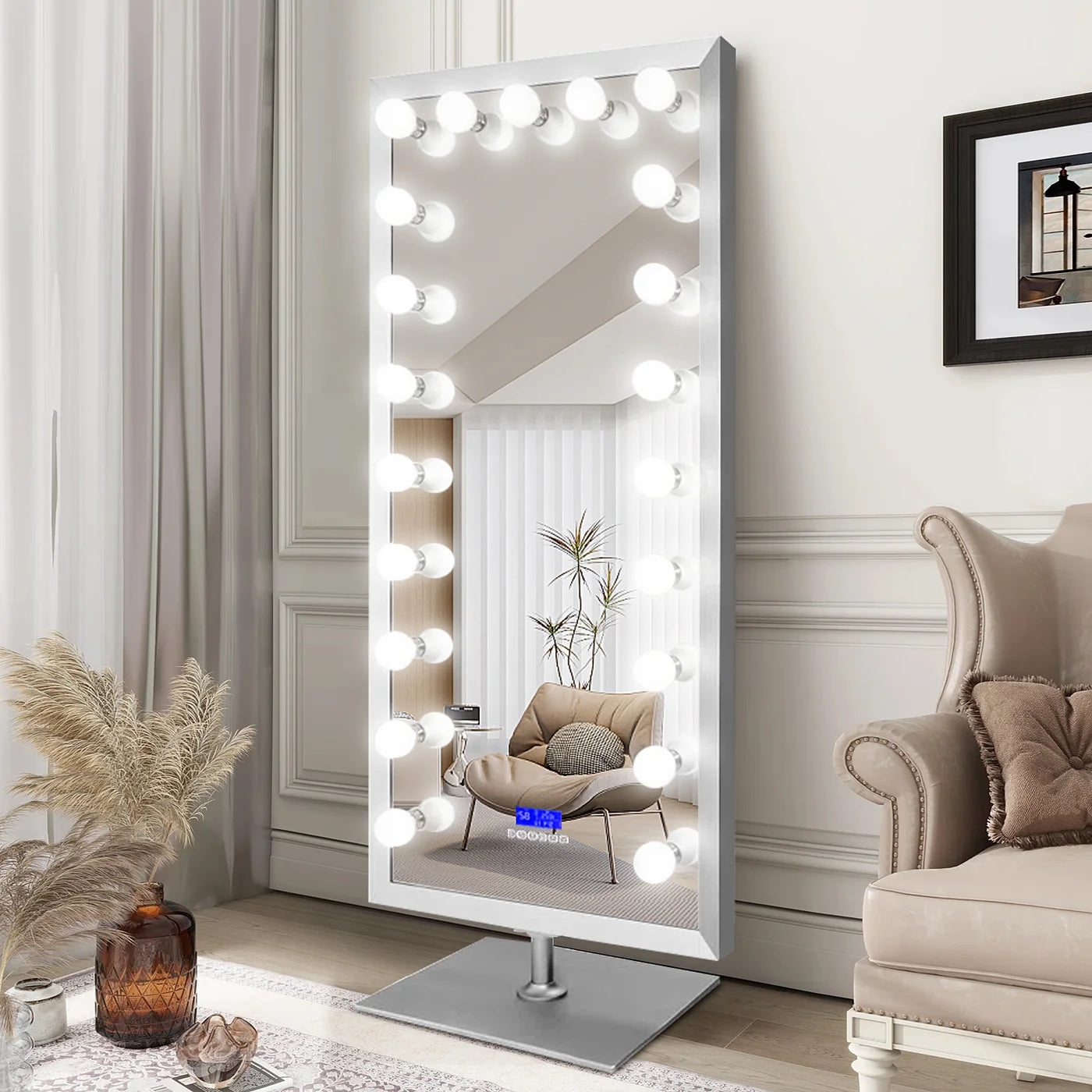 FULL LENGTH MIRROR- BLACK (70.90" X 31.50")-3 COLOR LED LIGHTS, BLUETOOTH, TOUCH SCREEN