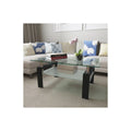TEMPERED GLASS COFFEE TABLE -CLEAR/ BLACK (39.5" X 23.75" X 17.75") STAINLESS STEEL FRAME