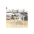 TEMPERED GLASS COFFEE TABLE W/ 2-(35.5" X 19.75" X 17.5") STAINLESS STEEL