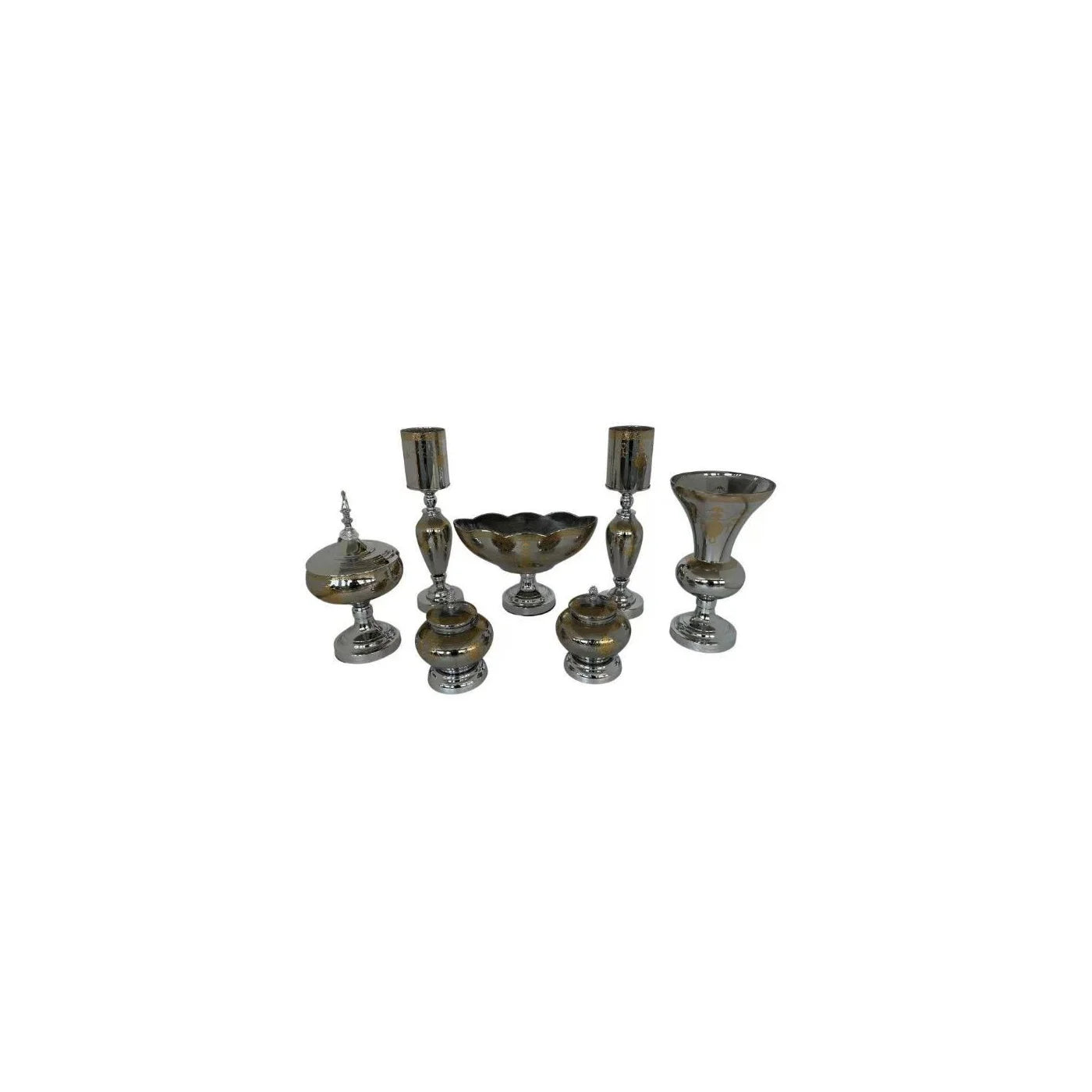 7-PC ACCENT DÉCOR SET (19" TALL)- SILVER