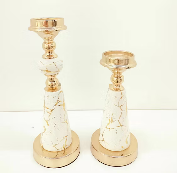 Gold & White Candle Holders