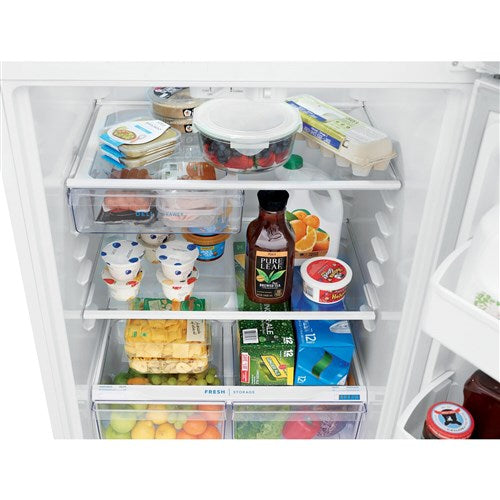 Frigidaire 18.3 CF Top Mount Refrigerator Glass Shelves ADA OPT-ICEMAKER - White