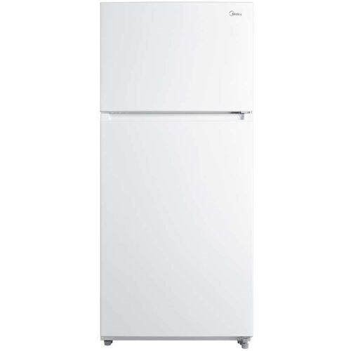 Midea 18 CF Top Mount Refrigerator, Glass Shelves, Ice Maker Ready, ESTAR - White