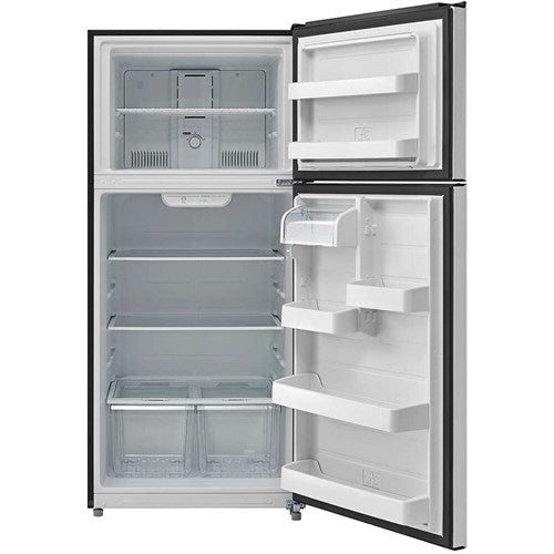 Midea 18 CF Top Mount Refrigerator, Glass Shelves, Ice Maker Ready, ESTAR - Black