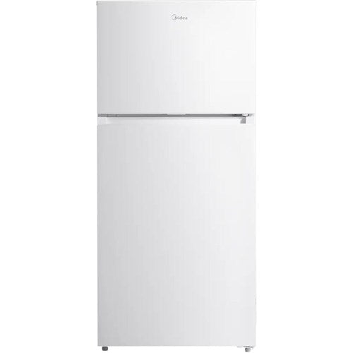 Midea 14 CF Top Mount Refrigerator, Glass Shelves, Ice Maker Ready, ESTAR - White