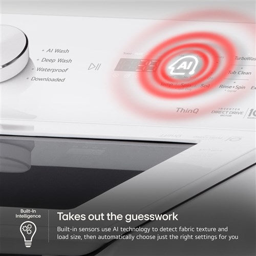 LG 5.0 CF Top Load Washer, TurboWash3D, Wi-Fi, Easy Unload - White