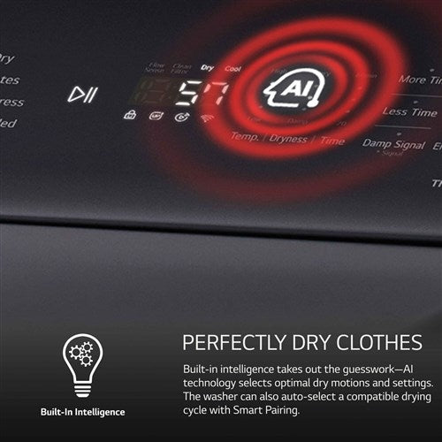 LG 7.3 CF Electric Dryer, Wi-Fi, Easy Load, AI Sensor Dry - Black Matte