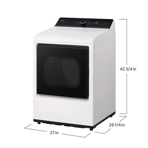 LG 7.3 CF Electric Dryer, Wi-Fi, Easy Load, AI Sensor Dry - Alpine White