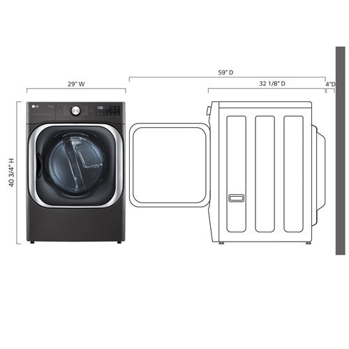 LG 9.0 CF Mega Capacity Electric Dryer with Sensor Dry, Turbo Steam - Black Steel