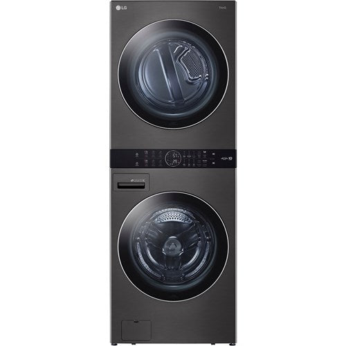 LG 4.5 CF / 7.4 CF Electric Washtower with Center Control - Black Steel