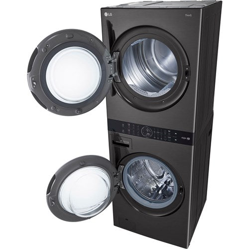 LG 4.5 CF / 7.4 CF Electric Washtower with Center Control - Black Steel