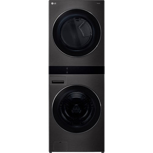LG 5.0 CF / 7.4 CF Electric Washtower with Center Control, ezDispense - Black Steel