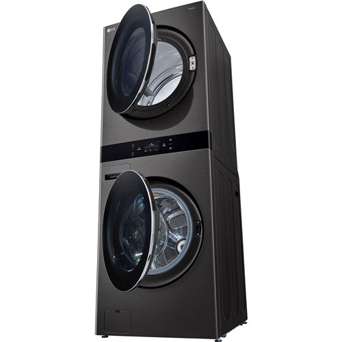 LG 5.0 CF / 7.4 CF Electric Washtower with Center Control, ezDispense - Black Steel