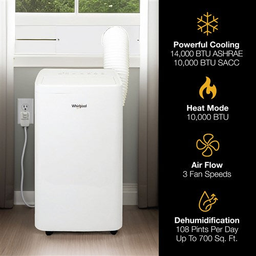 Whirlpool 14000 BTU Portable A/C, Heat/Cool, R32