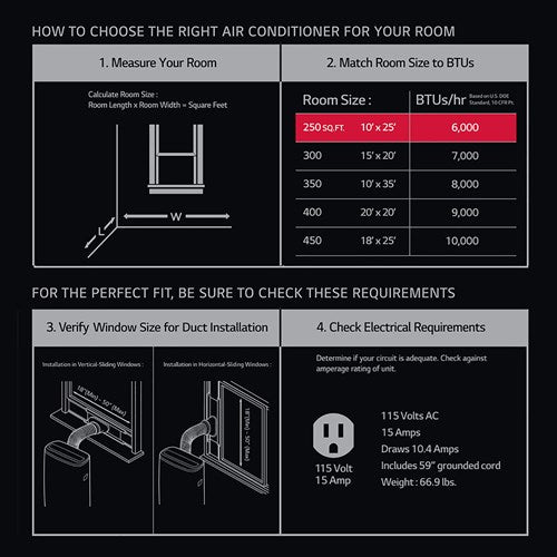 LG/LP0621WSR 6, 000 BTU Portable Air Conditioner (8, 000 BTU ASHRAE) - White