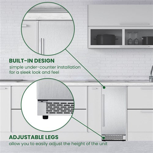 Hanover/HIM60701-1SS Library Series Undercounter Ice Maker, 32 lbs/day, Touch Control, Pump - Stainless Steel